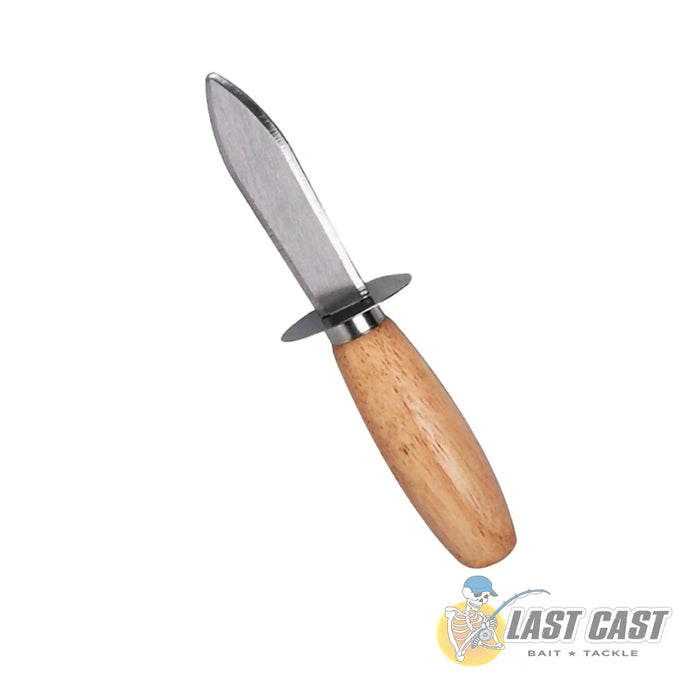 Last Cast Oyster Knife with Wooden Handle 15cm Left Angle