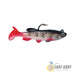 Burle Lead Jig Head Soft Bait Lure with main hook and treble hook Brown Red