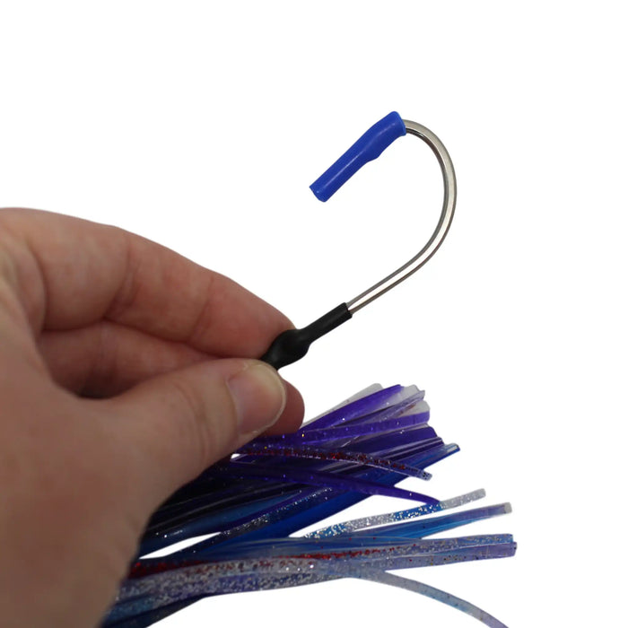 Fatboy Lures Tuna Fishing Pre-Rigged 5 Pack held in hand Hook Closeup