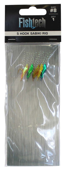 FISHTECH - 5 HOOK SABIKI RIG - SIZE #8 (1 per pack)