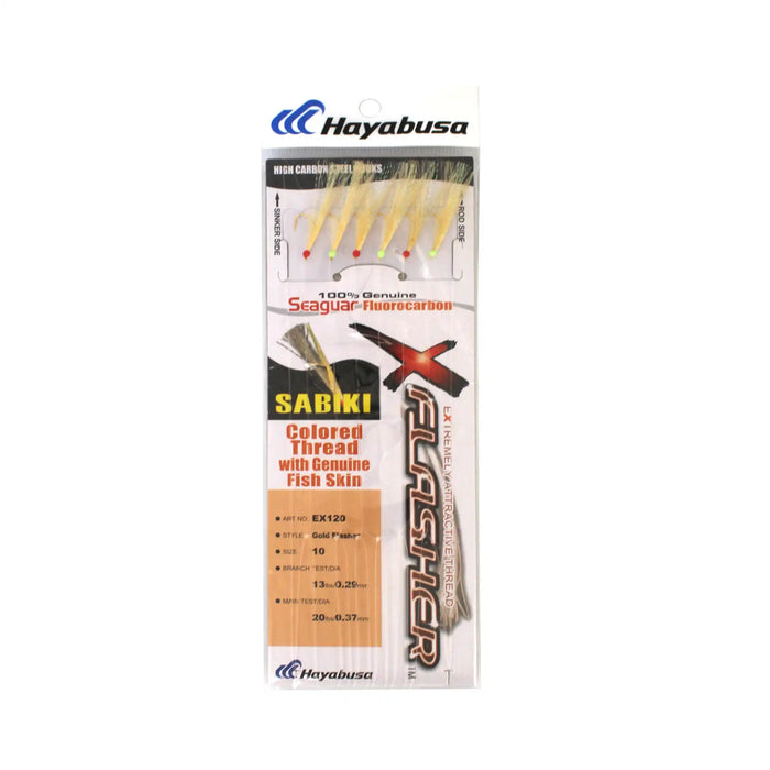 Hayabusa EX120 Gold Flasher and Fish Skin Sabiki Rig in Packaging Size 10