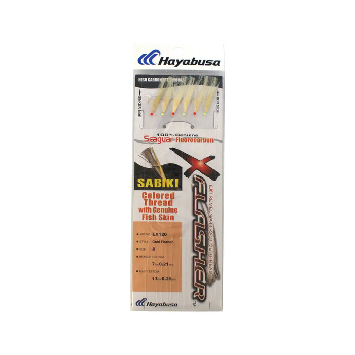 Hayabusa EX120 Gold Flasher and Fish Skin Sabiki Rig in Packaging Size 8