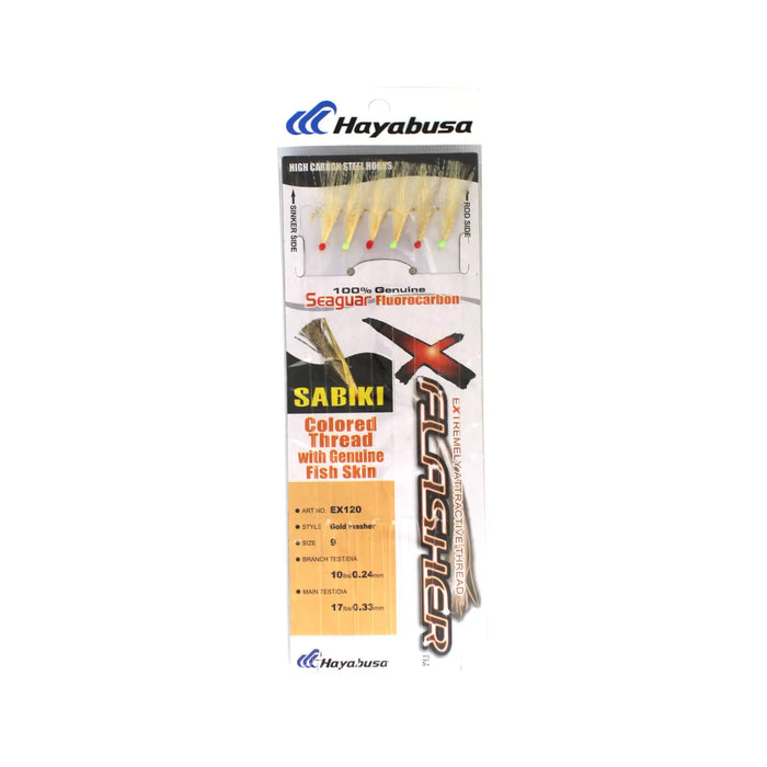Hayabusa EX120 Gold Flasher and Fish Skin Sabiki Rig in Packaging Size 9
