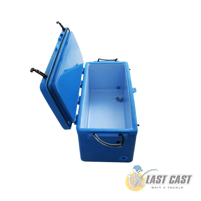 Icey-Tek Long Chilly Bin Cooler 70L Blue Side Right Open