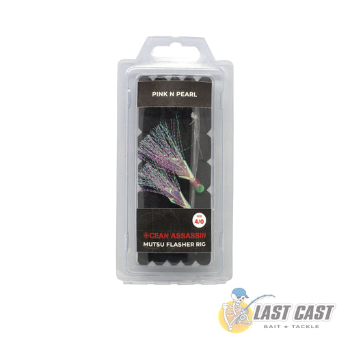 Ocean Assassin 2-Hook Mutsu Flasher Rig 4/0 Pink n Pearl in Packaging