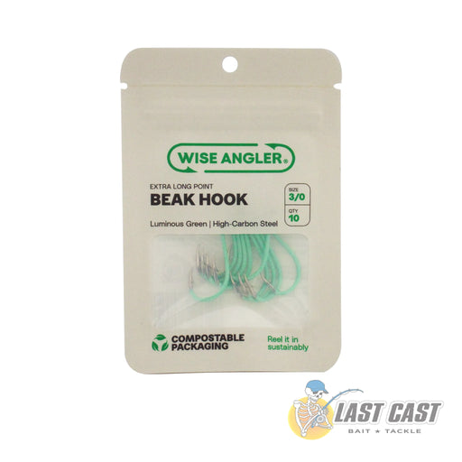 Wise Angler Beak Hook Extra Long Point in Luminous Green in Recycable Packaging Size 3_0