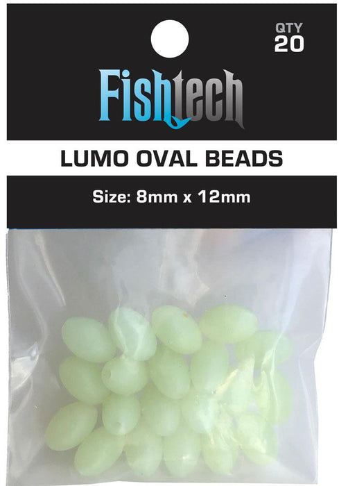 FISHTECH - BEADS LUMO OVAL 8MM X 12MM 20 PACK